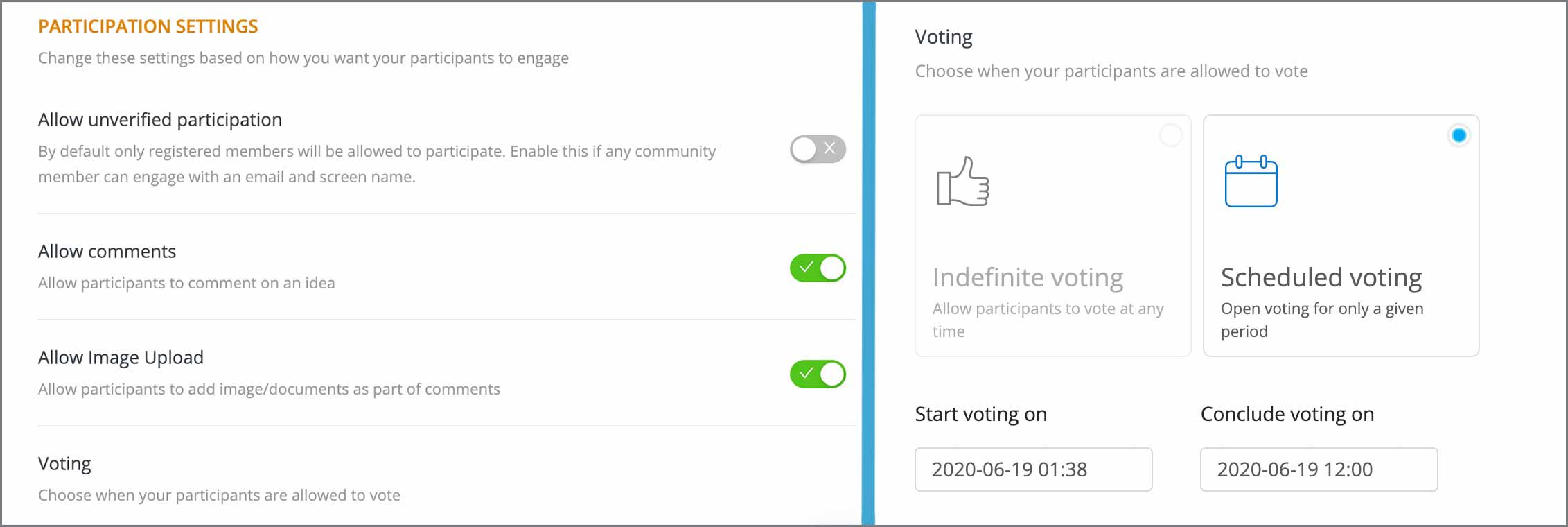 Permission toggles and Scheduled voting