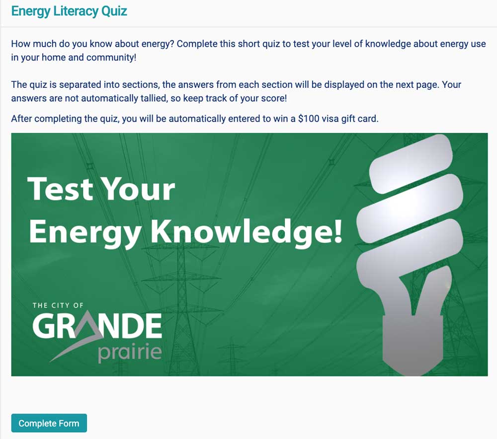 Grand Prairie Energy Literacy Quiz