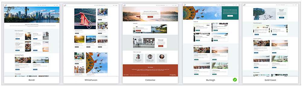 Template styles available in Homepage Editor